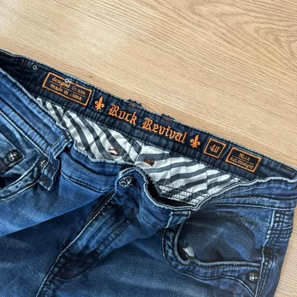 Rockrevival Men's Blue and Navy Jeans